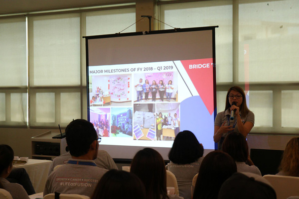 Speaker presenting to attendees at the BRIDGE 2019 event