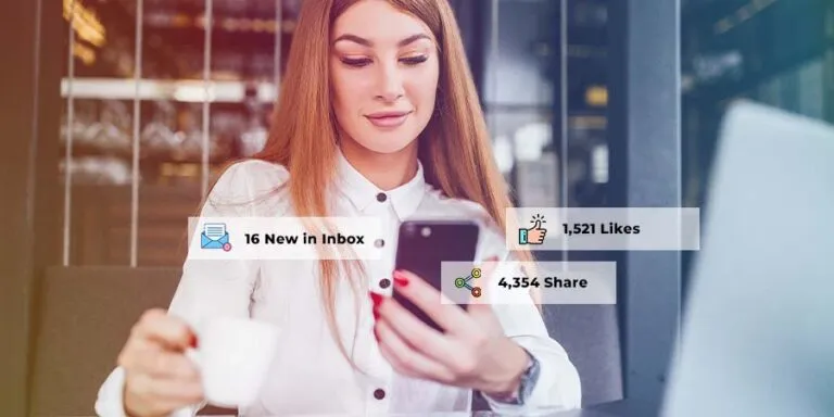 Woman checking social media notifications on her phone