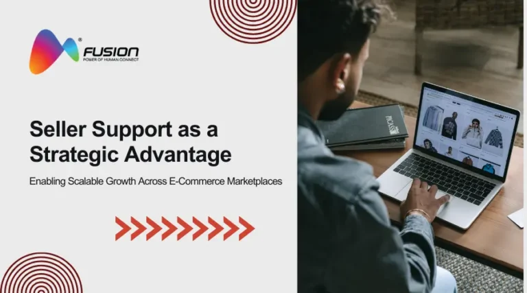 Seller support as a strategic advantage banner highlighting how e-commerce BPO support enables scalable growth across online marketplaces through efficient seller operations and support.
