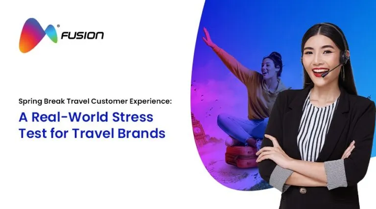 Banner for Spring Break travel customer experience highlighting travel customer service and scalable Travel BPO services for travel brands during peak season.