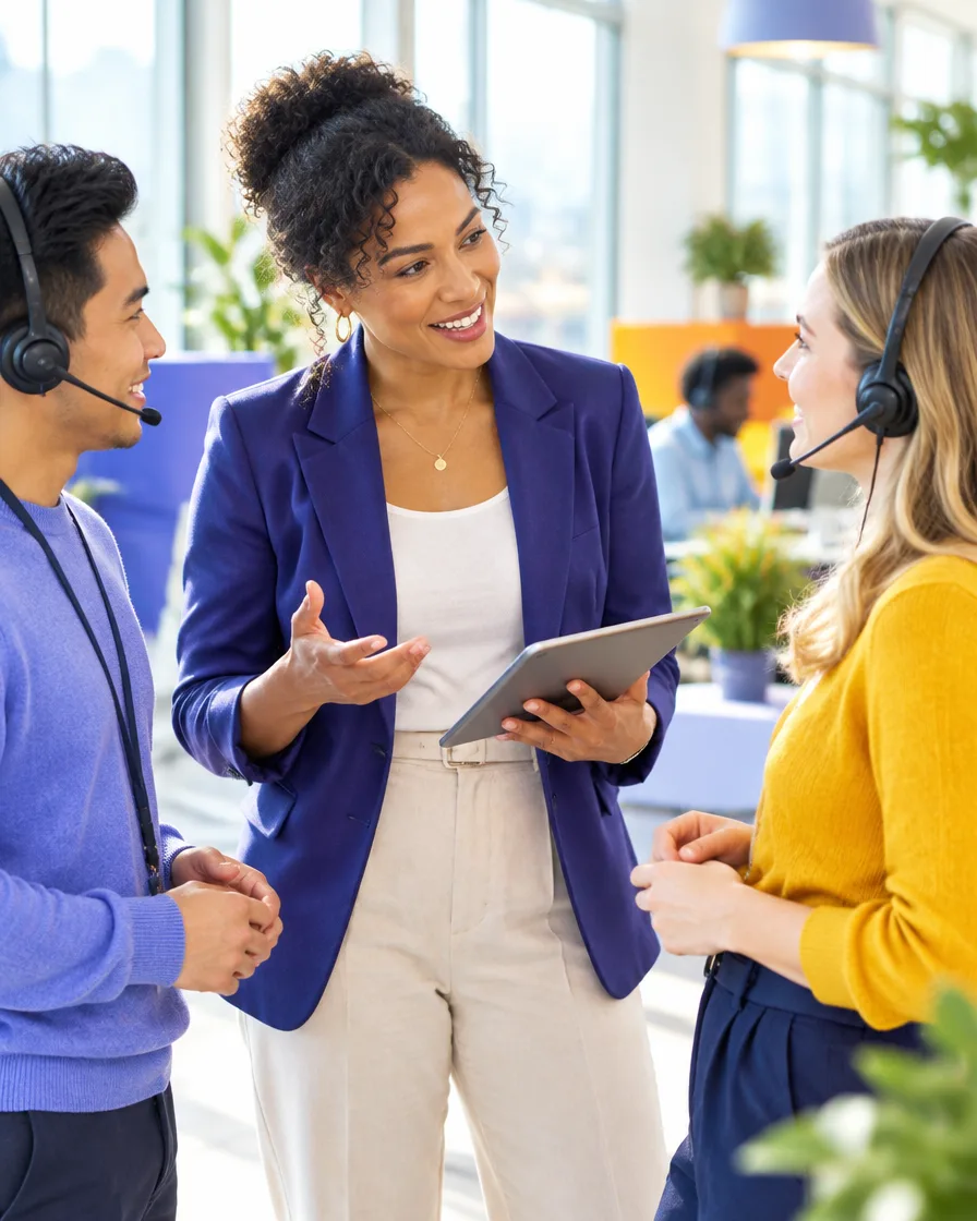 Team lead coaching customer service agents