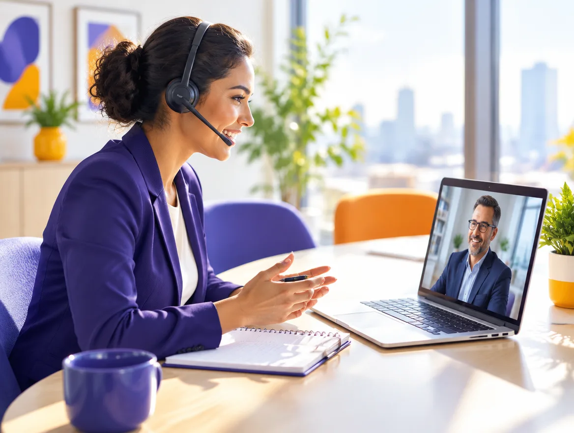 Client services manager on a video call