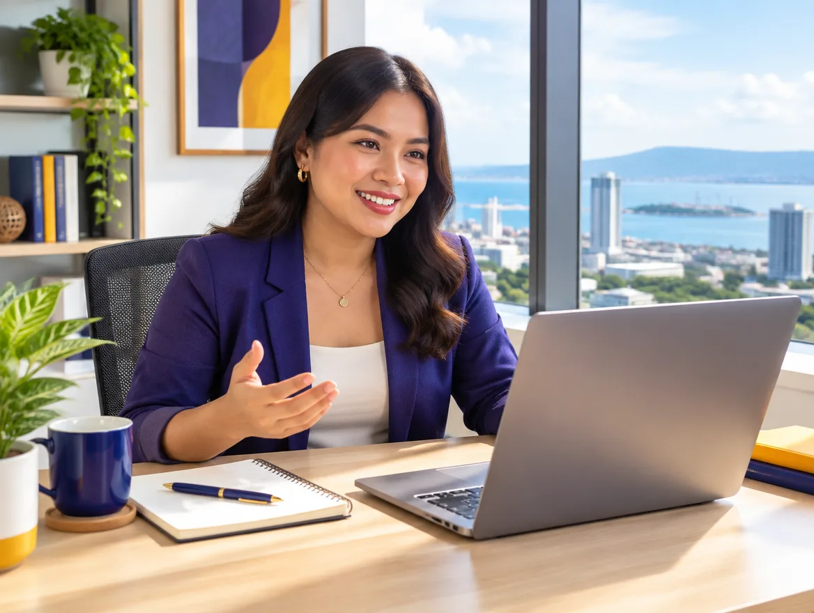 Client services manager on a video call in Cebu