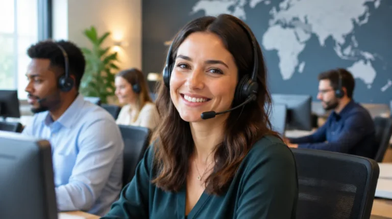 French-speaking customer service agent in an international contact center