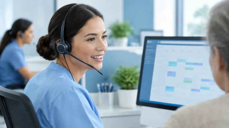 Medical answering service agent speaking with a patient