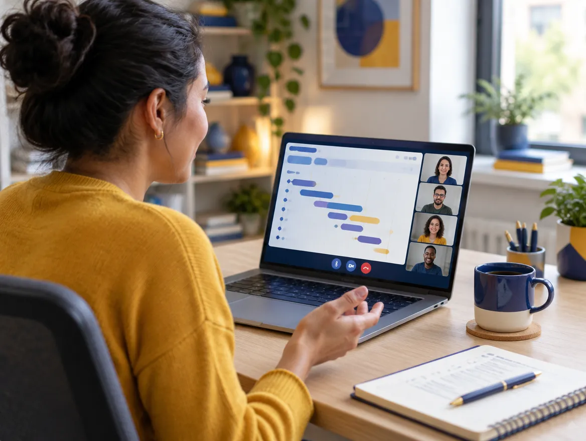 Fusion CX annotation program manager on a video call reviewing a project plan