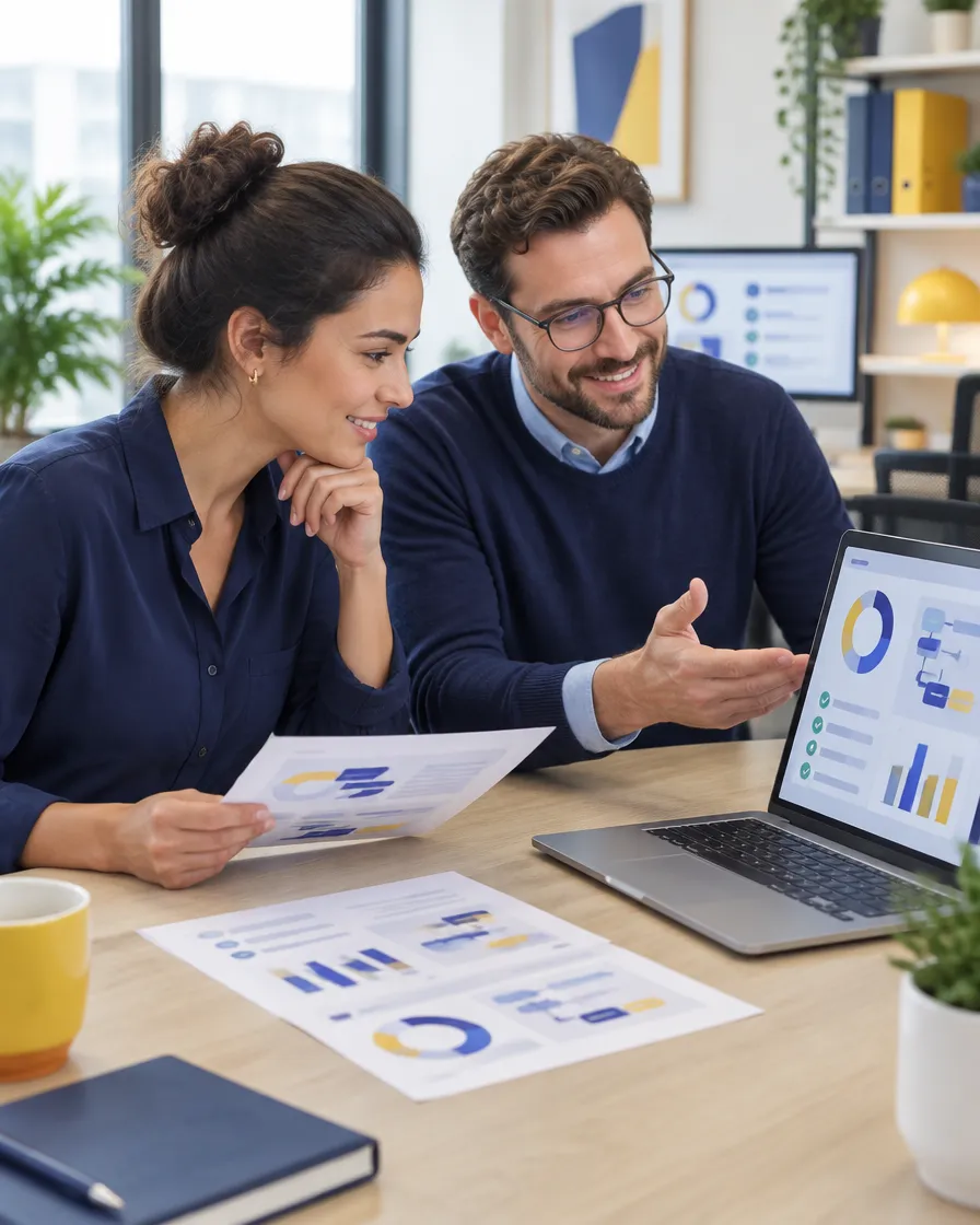 Back-office team reviewing automated processing results together at a desk