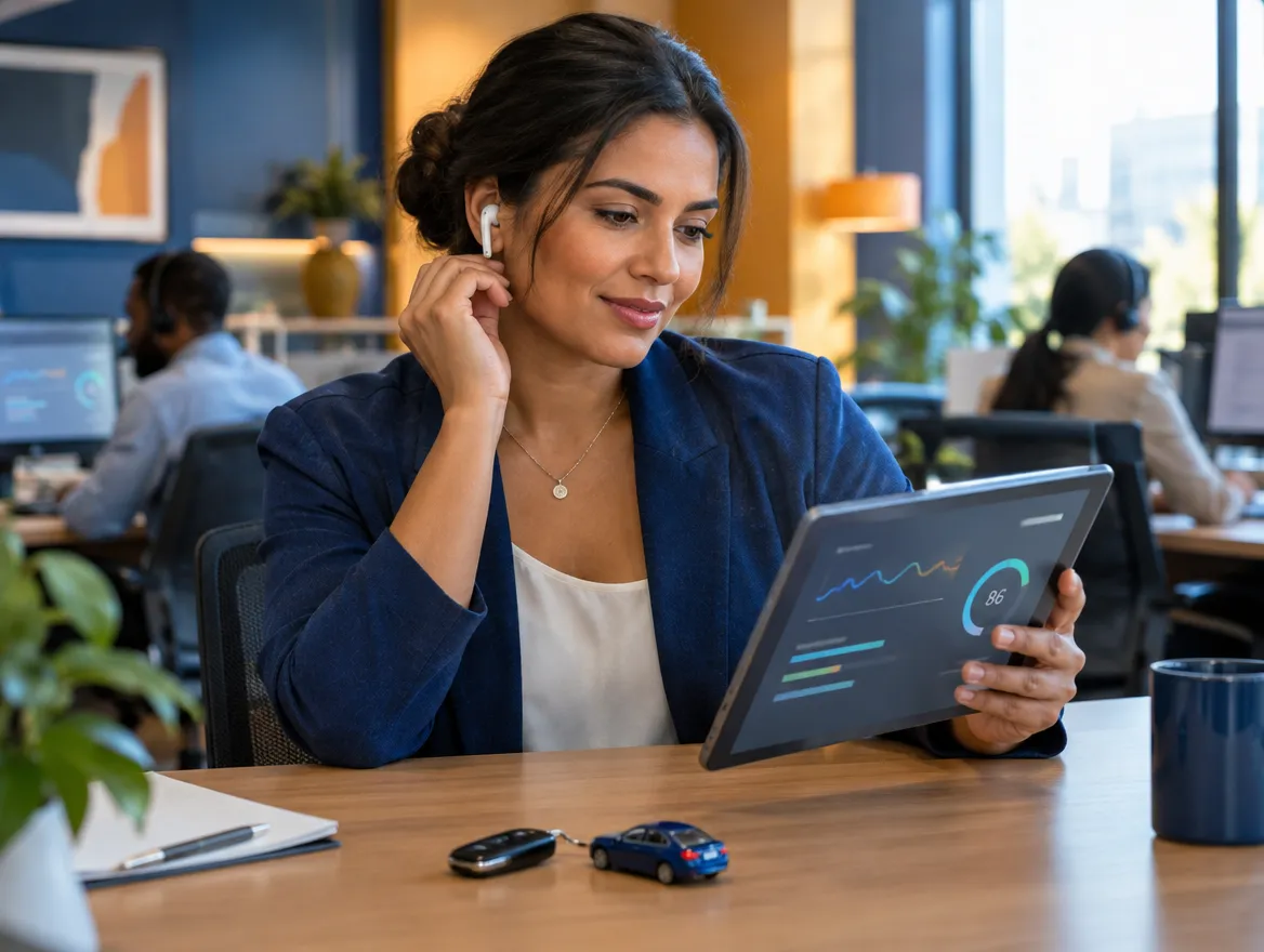 Loan officer reviewing borrower data on a tablet
