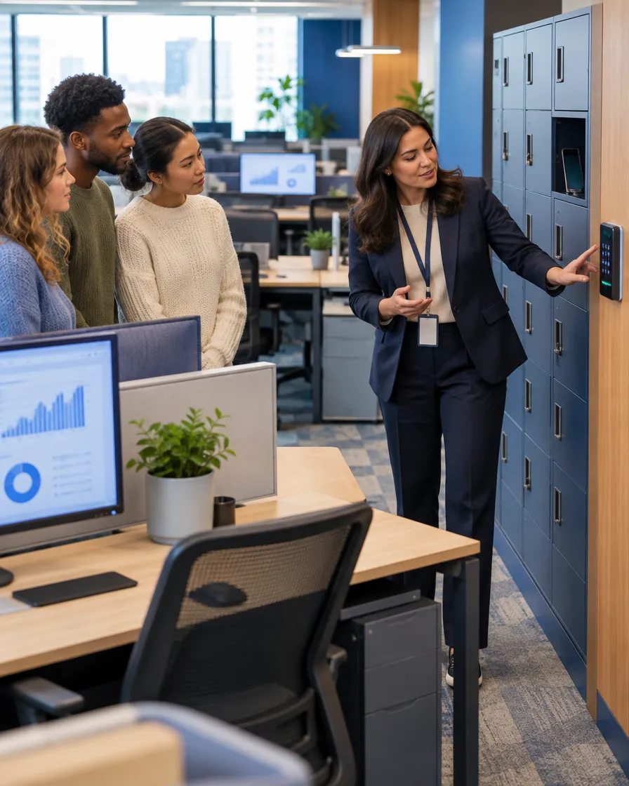 Banking team collaborating in a modern office