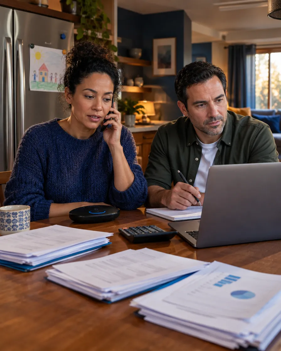 Two advisors reviewing financial documents together