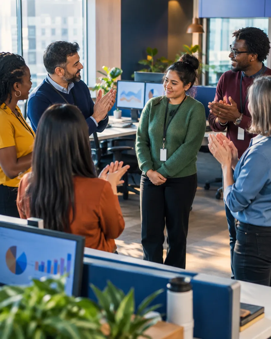 Debt resolution team talking together in an office