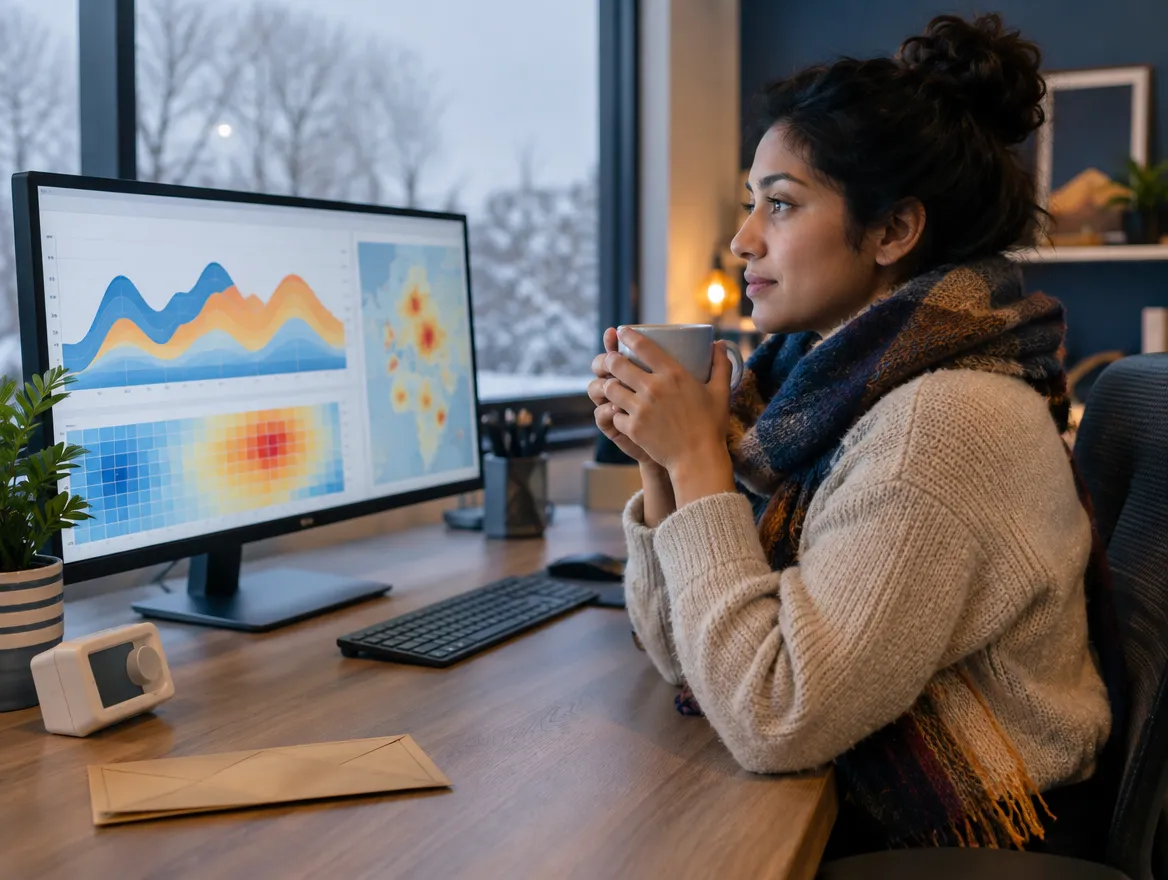Analyst reviewing a gas demand heatmap on a monitor