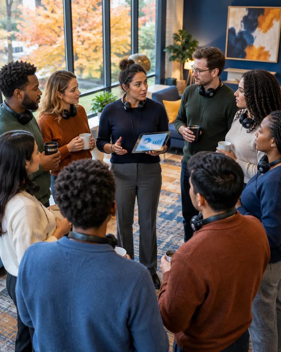 Gas utility team gathered around for a discussion