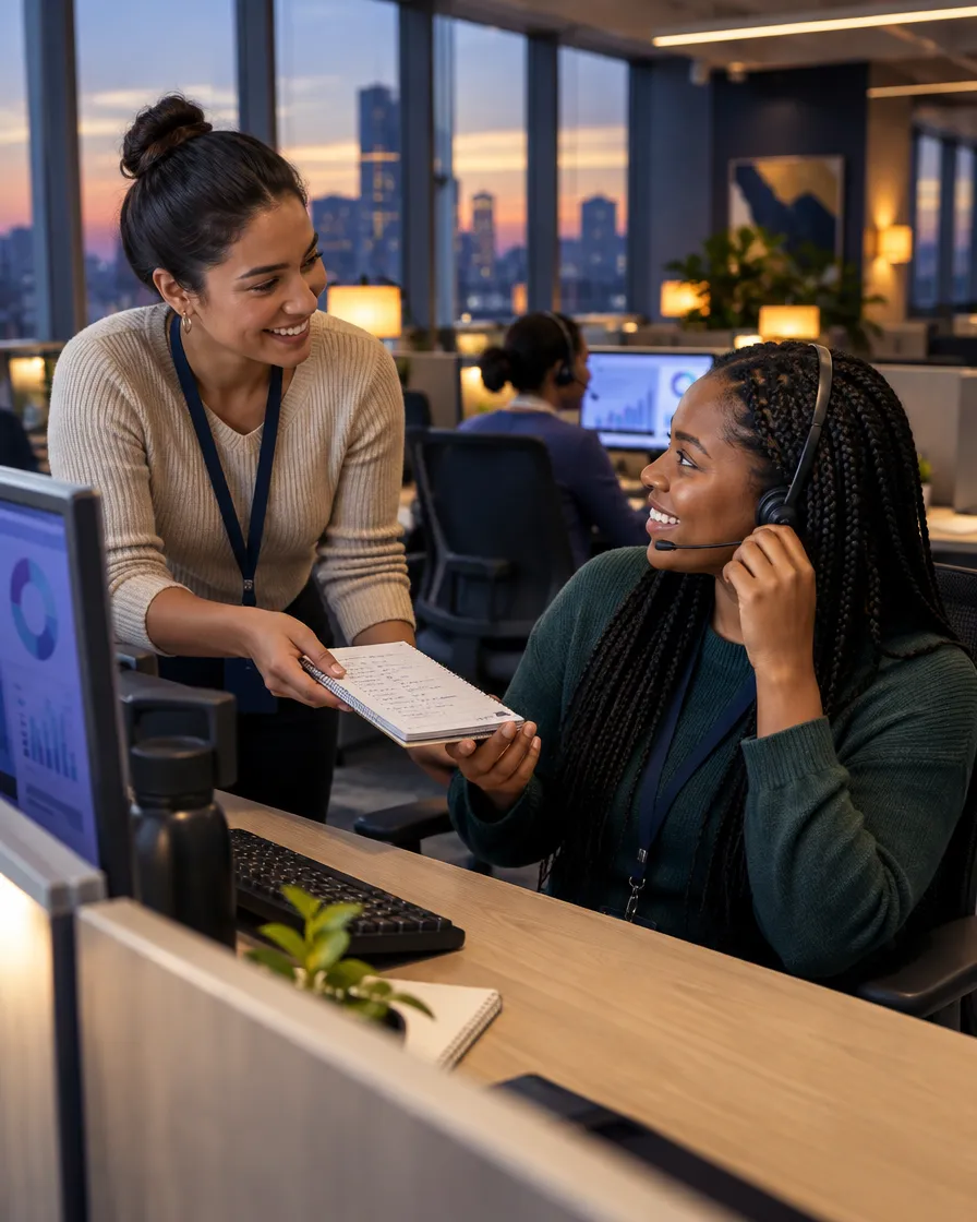 Two insurance agents reviewing a case together