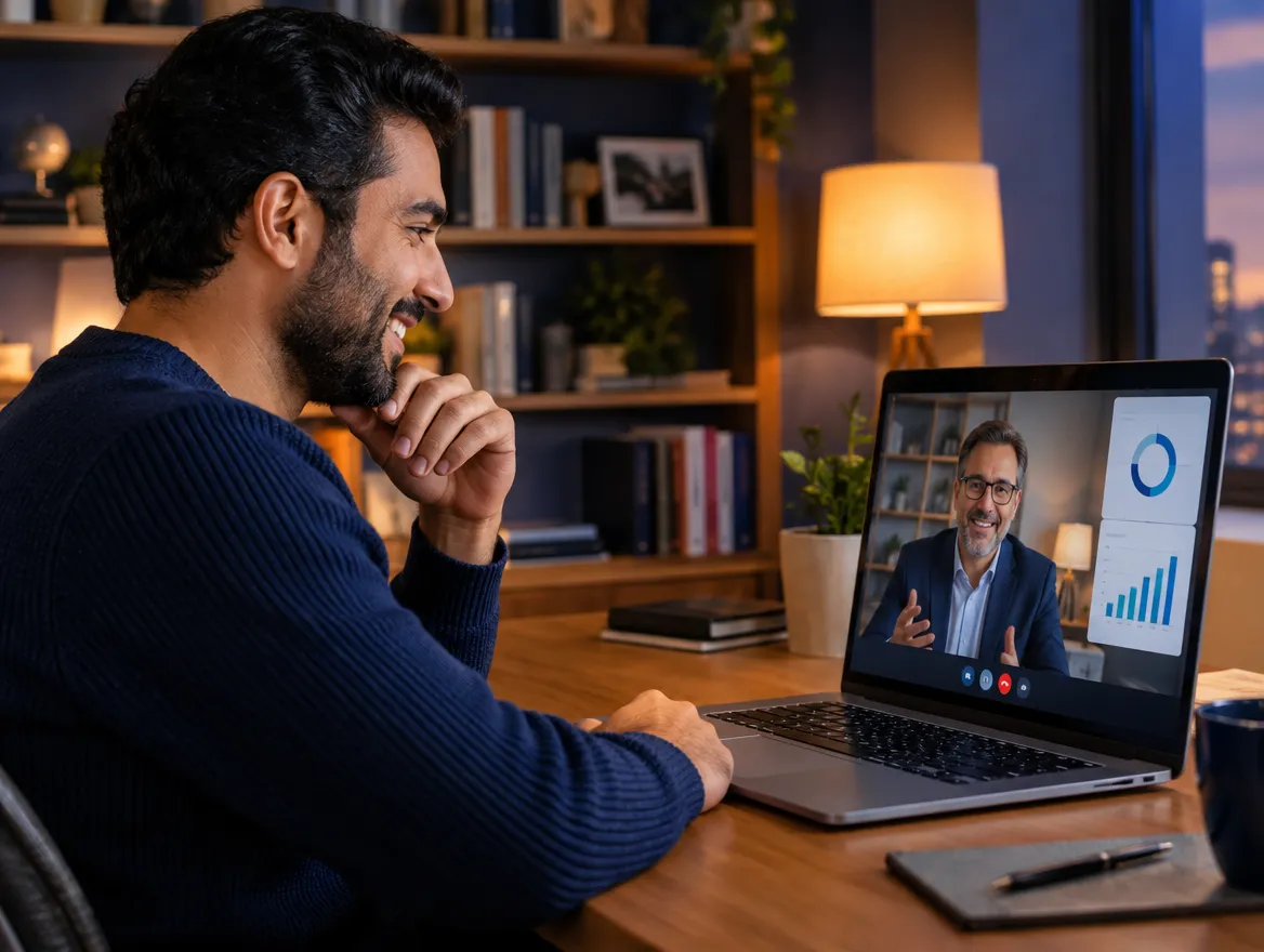 Life insurance advisor on a video call with a client
