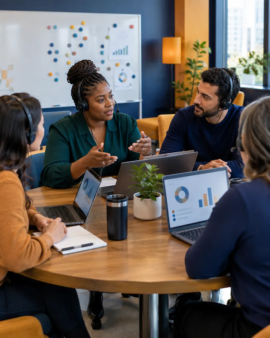 Care management team meeting around a table