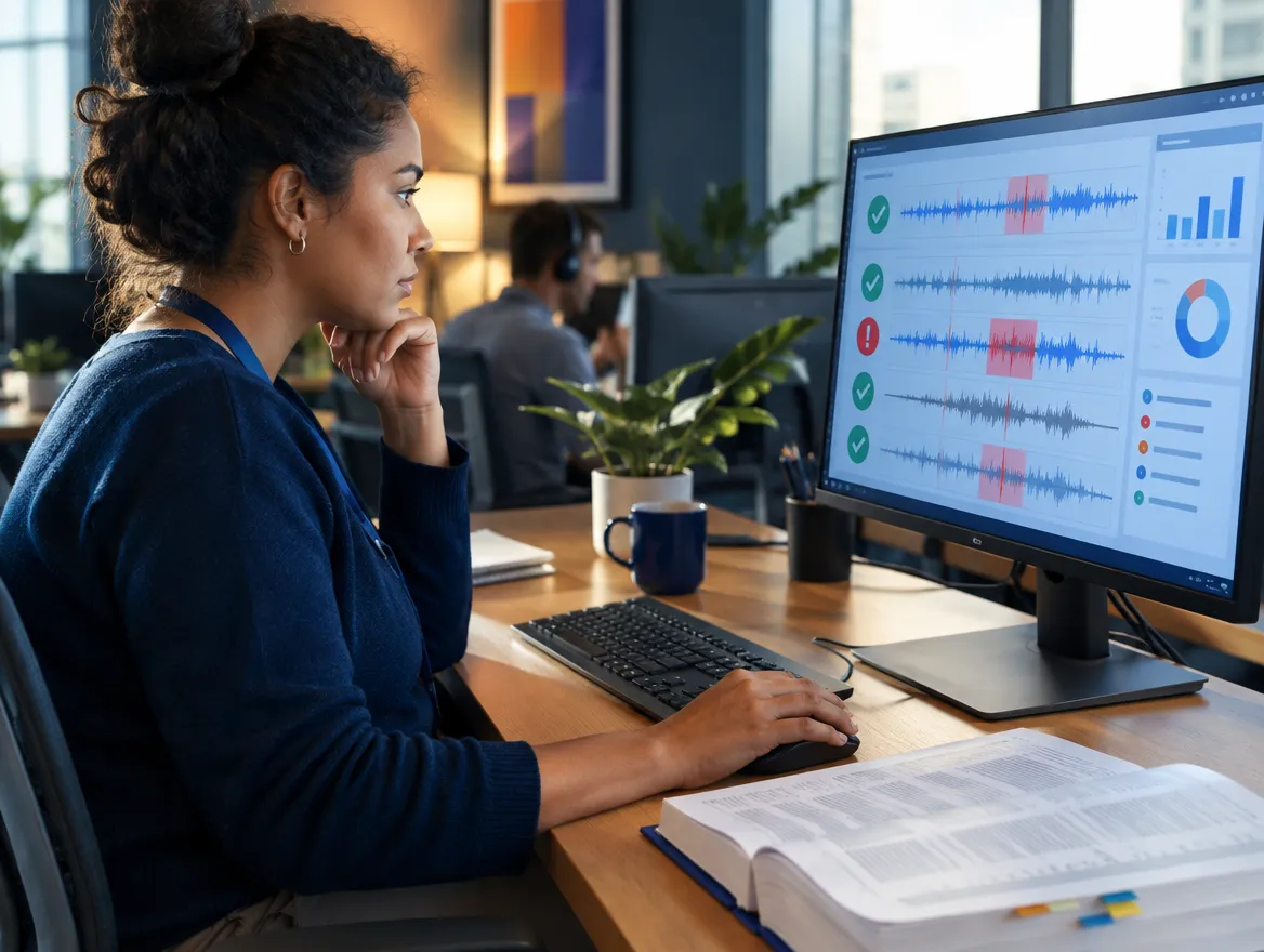Analyst reviewing Medicare call data on a monitor