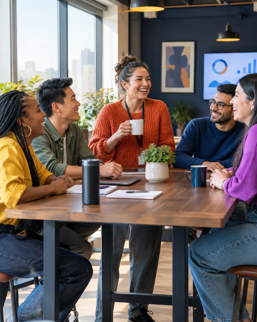 MVNO customer care team chatting around a table