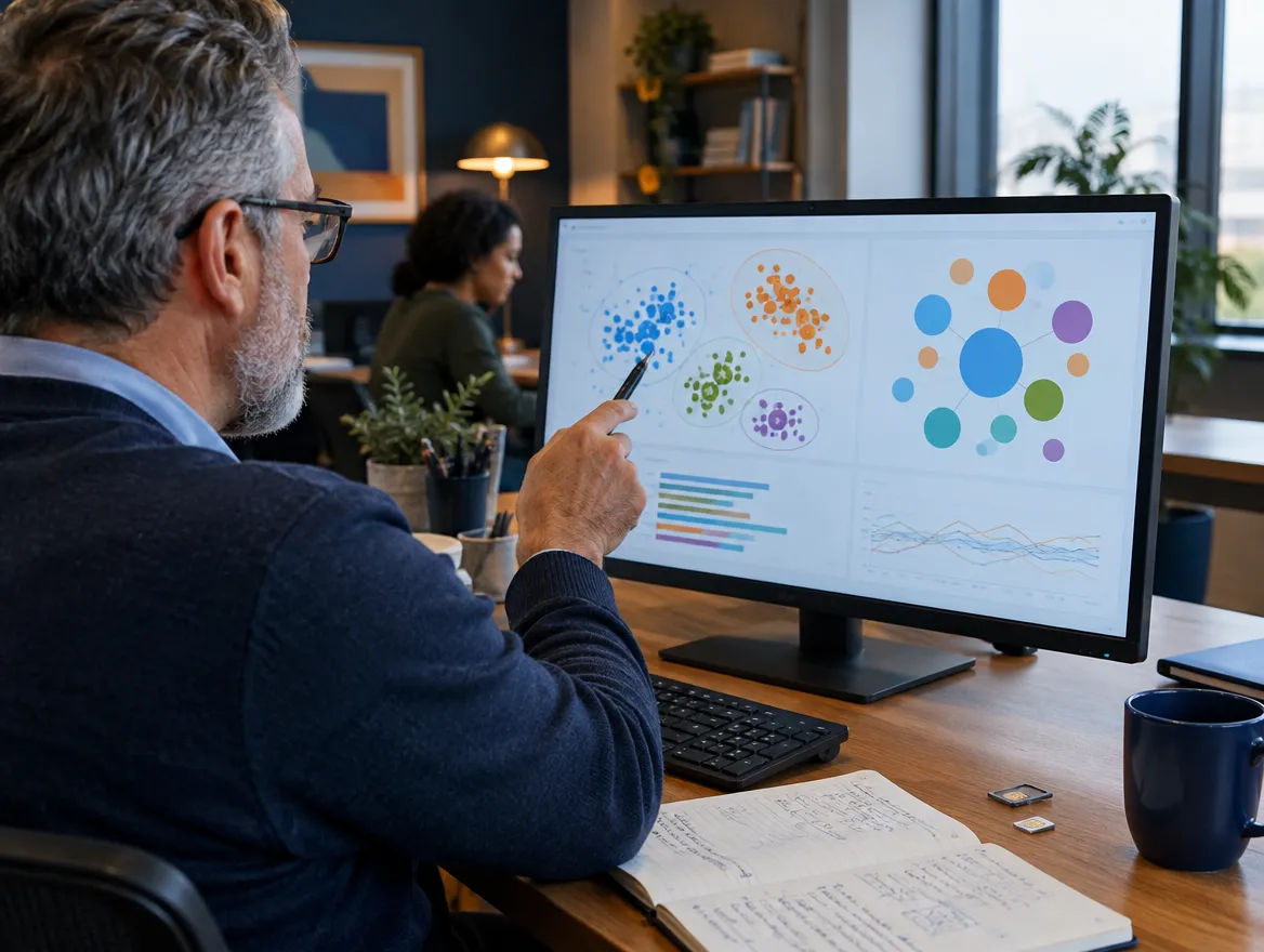 Engineer reviewing network diagnostics on a monitor