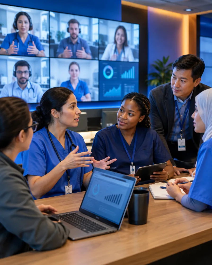 Nursing support team on a video conference