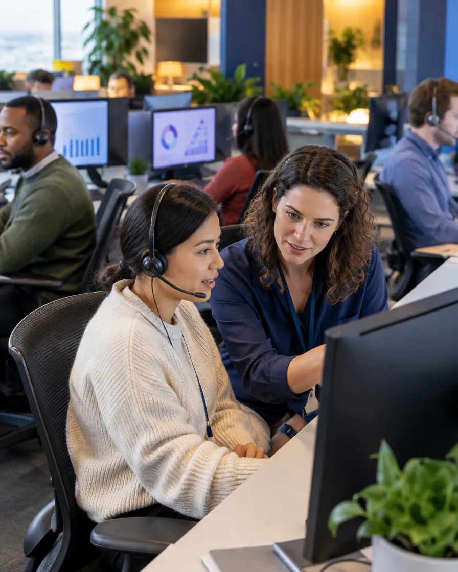 Provider support agents in headsets working together