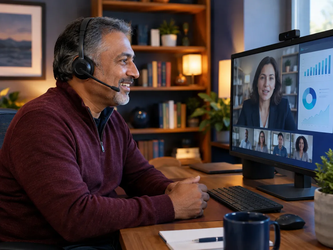 Provider support agent in a headset on a video conference