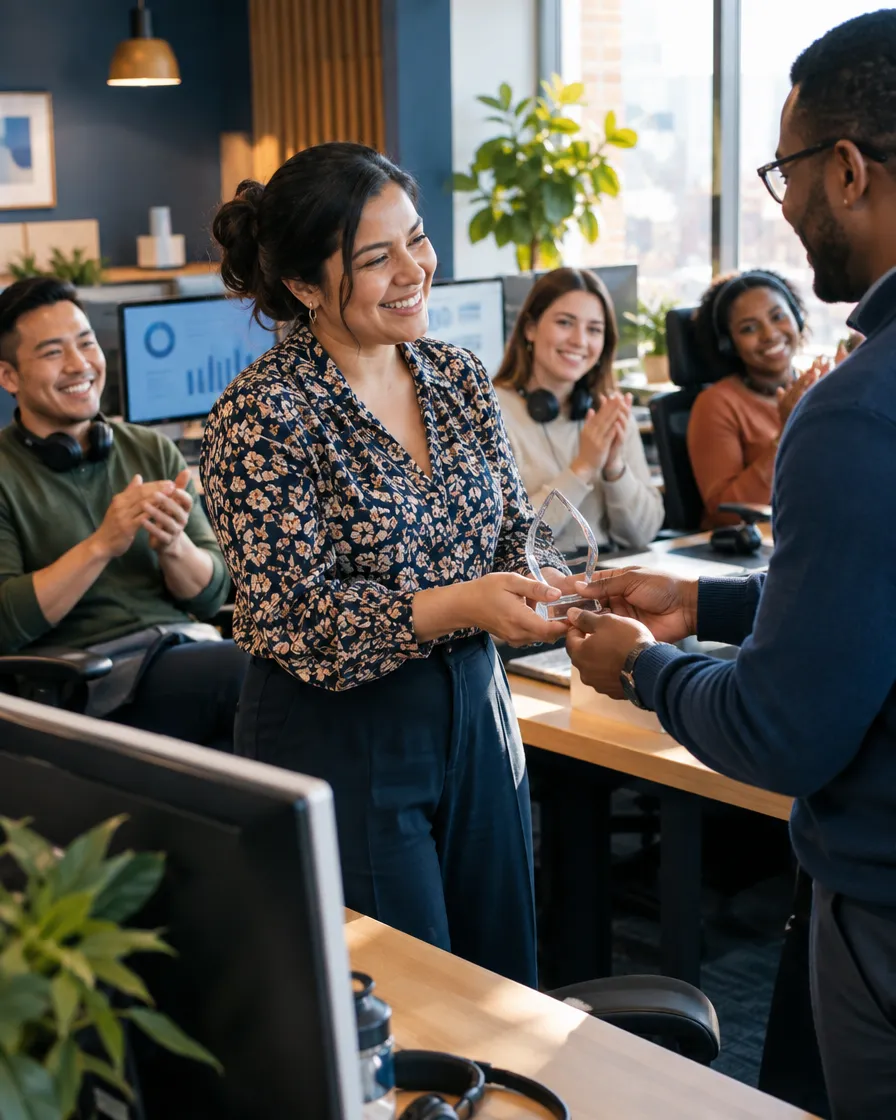 Traveler experience team talking together in the office
