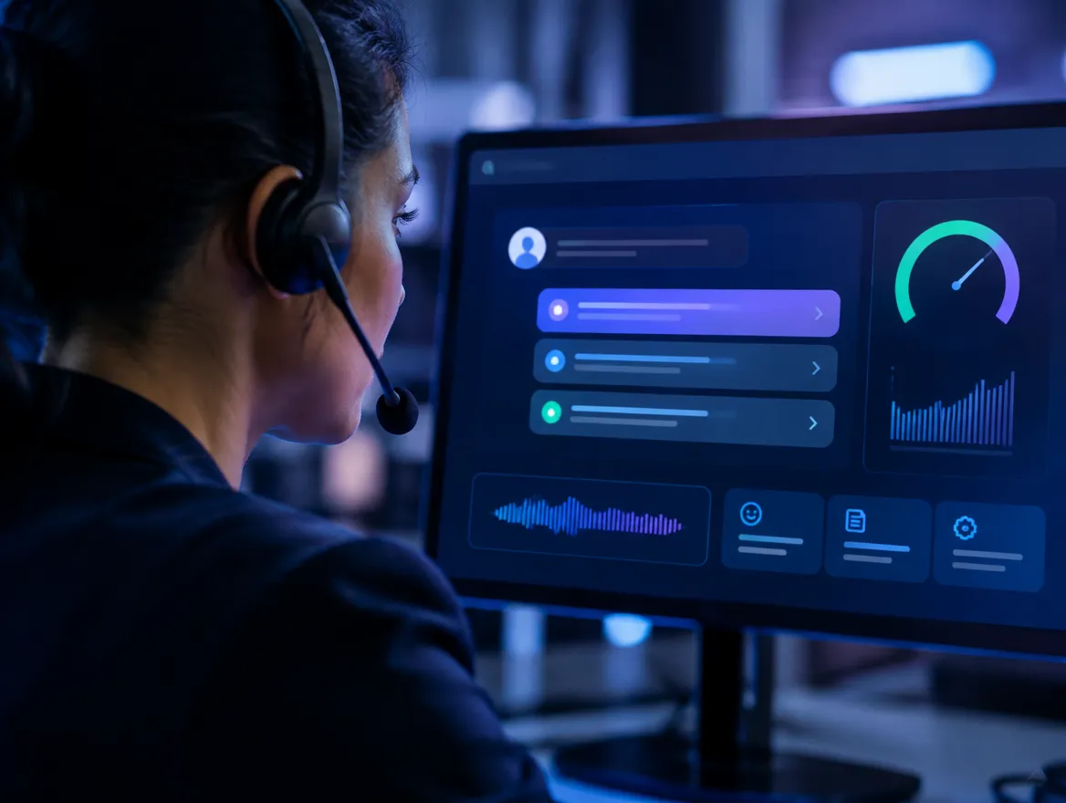 Contact center agent supported by real-time AI guidance on screen