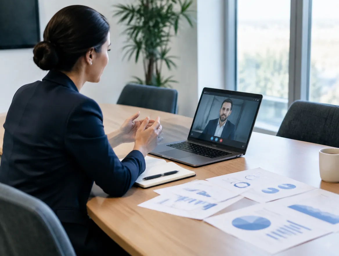 Collections program manager discussing a recovery strategy on a video call