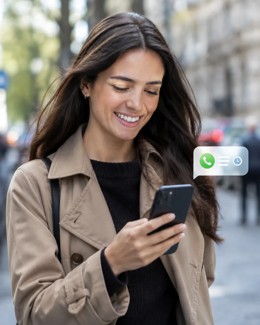 Customer moving smoothly from a chat on her phone to a scheduled callback