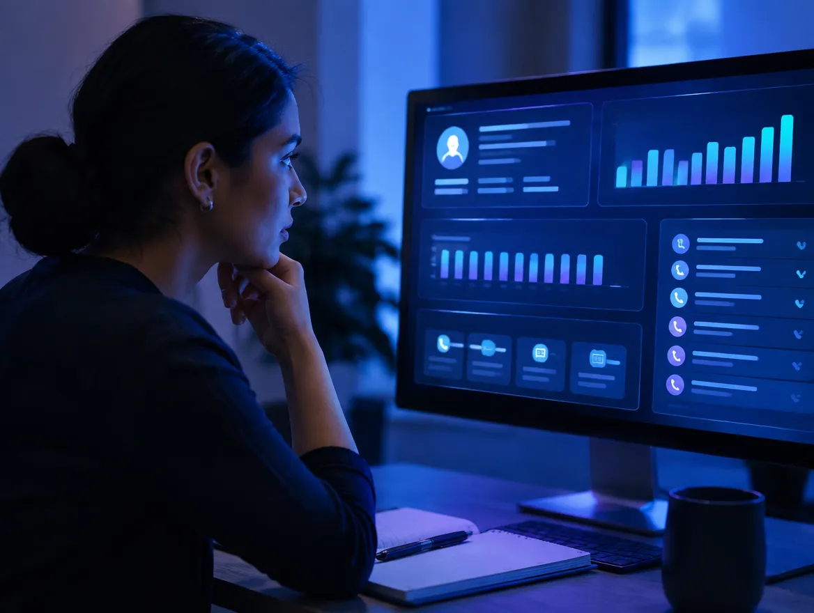 Collections agent reviewing AI-driven account insights before a call