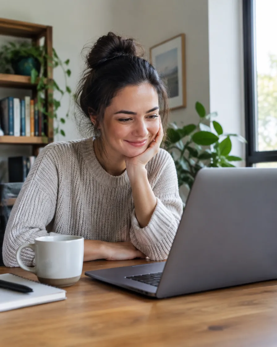 Customer reading a helpful, detailed support email on a laptop at home