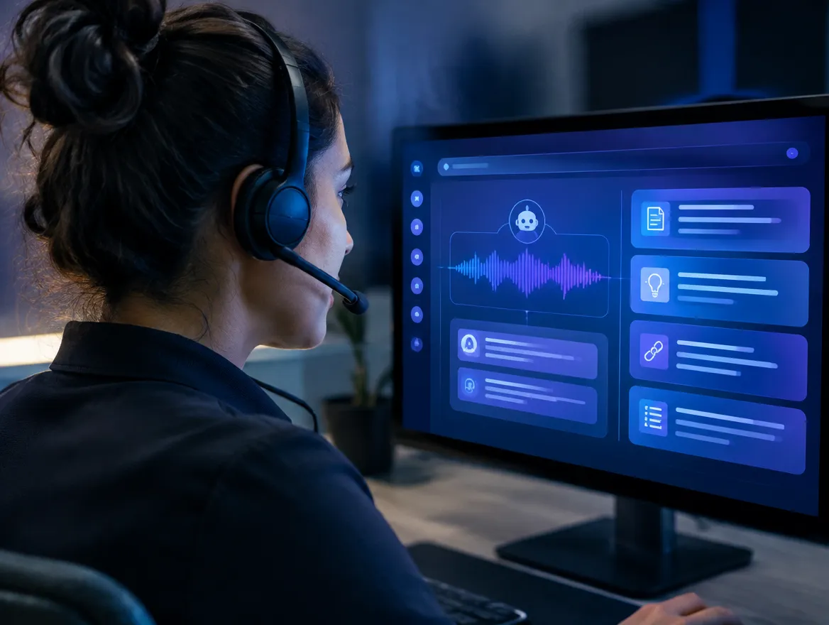 Inbound agent supported by an AI assist panel during a live call