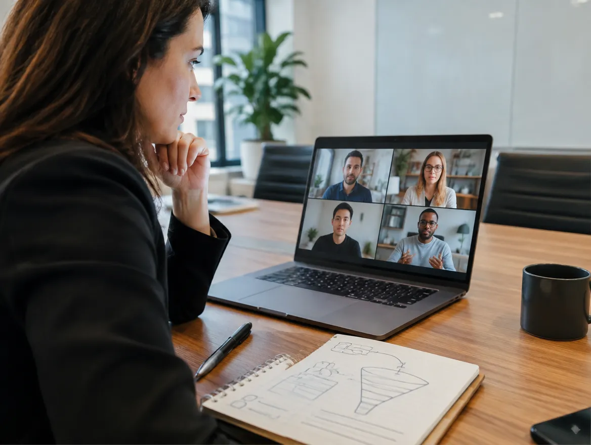 Revenue leader planning an outbound lead generation program on a video call