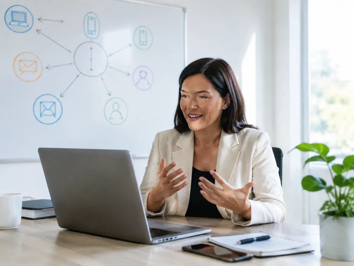 CX consultant designing an omnichannel program on a video call
