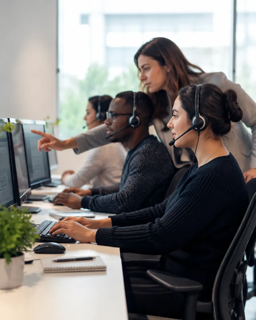 Team lead coaching omnichannel agents across voice and digital queues