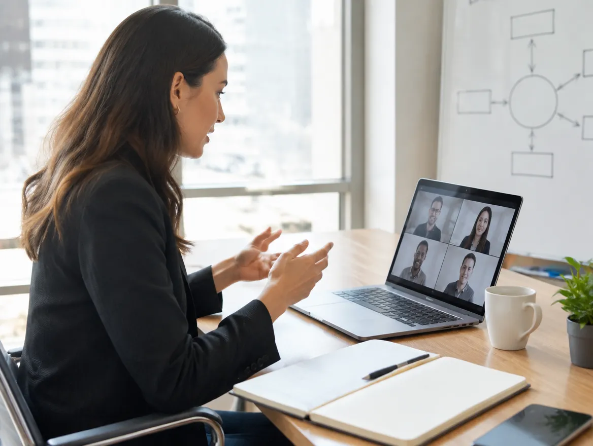 Sales operations leader planning an outbound campaign on a video call