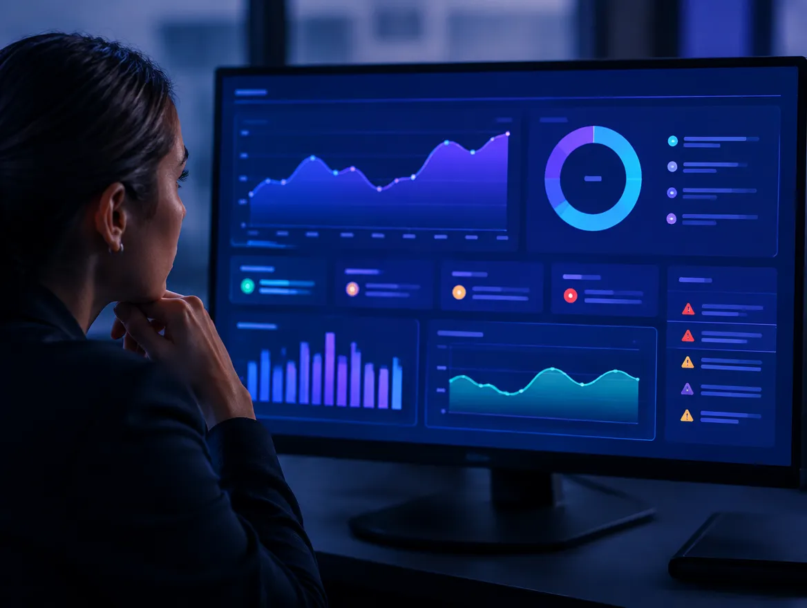 Customer success manager reviewing an AI-driven account health dashboard