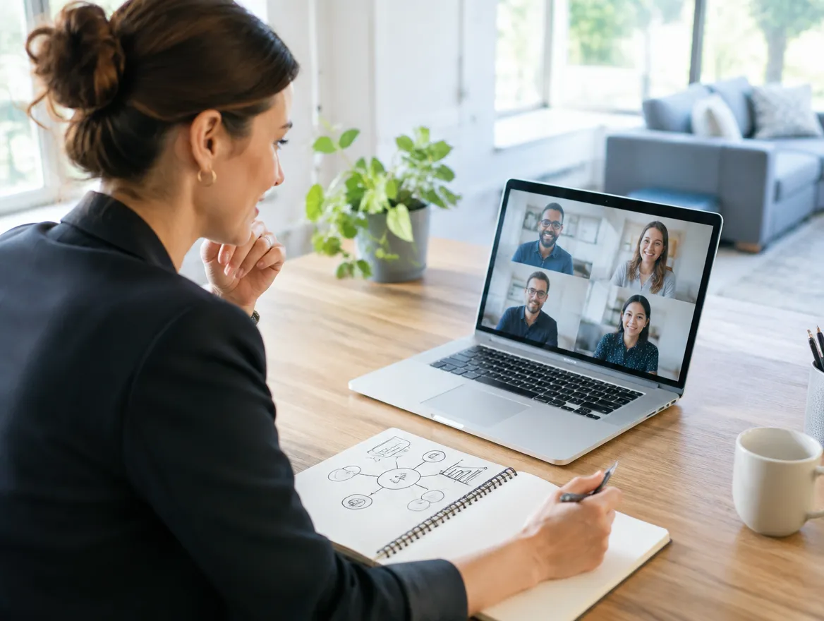 Customer success director planning a premium success program on a video call