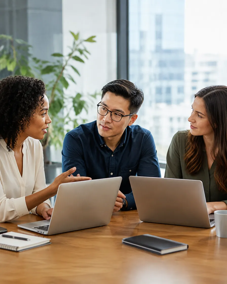 Customer success team discussing premium account strategies