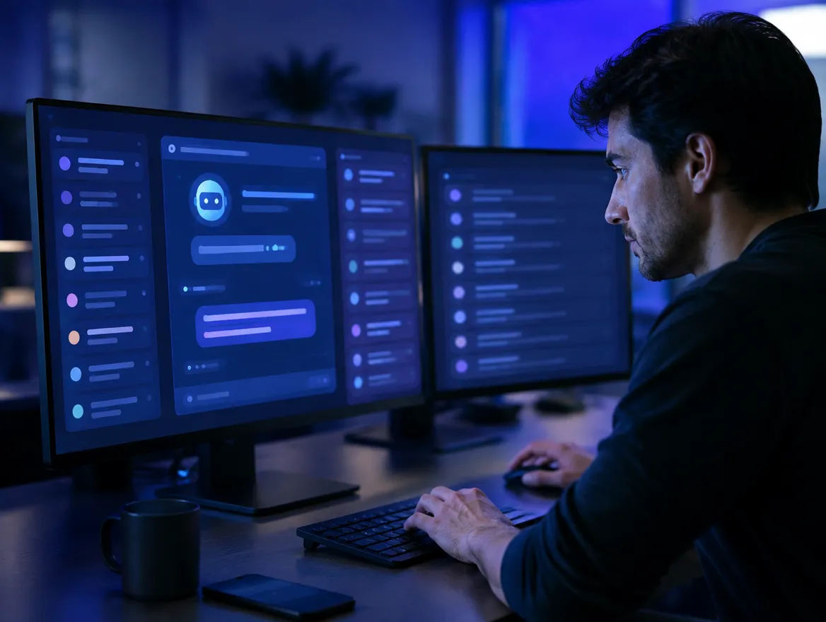 Support engineer working alongside a GenAI chatbot console