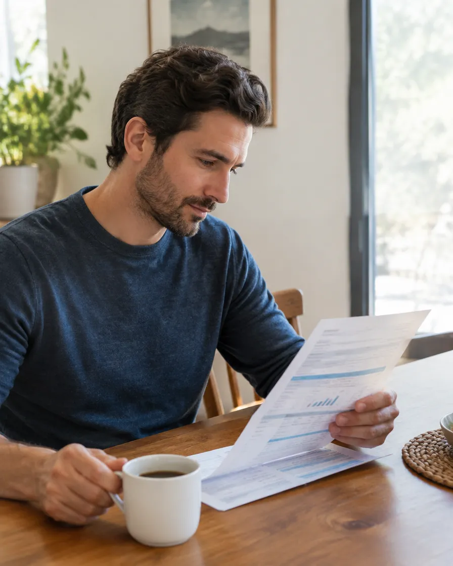 Utility customer reviewing a clear, accurate bill at home