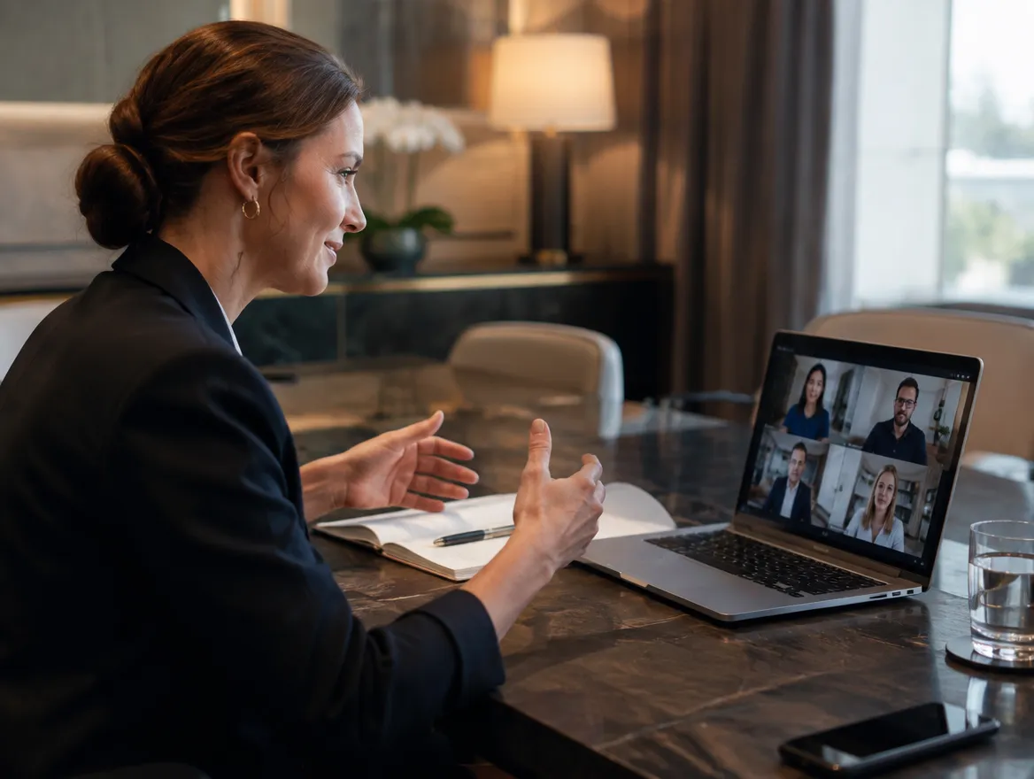 Client experience director planning a VIP support program on a video call