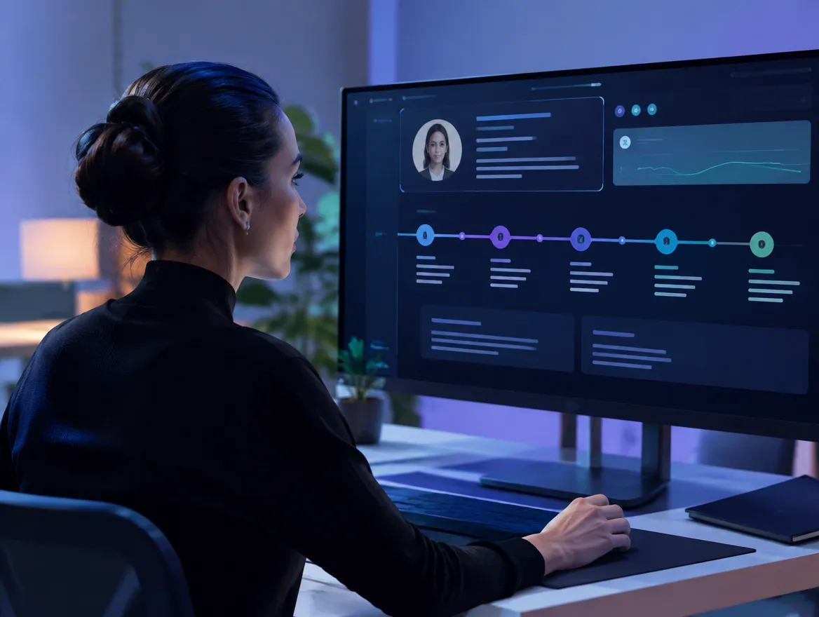 Premium support specialist reviewing an AI-driven customer profile before a call