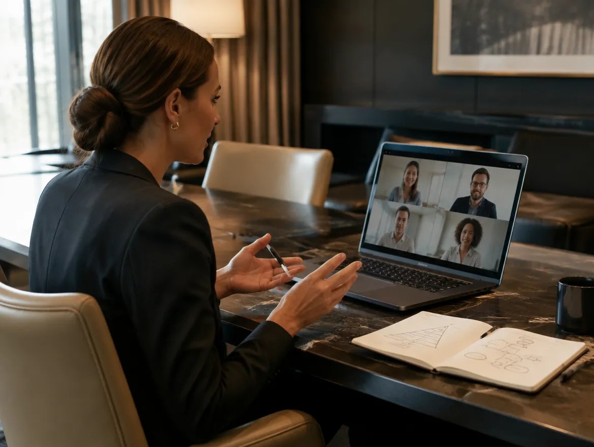 Client experience director designing a premium support model on a video call