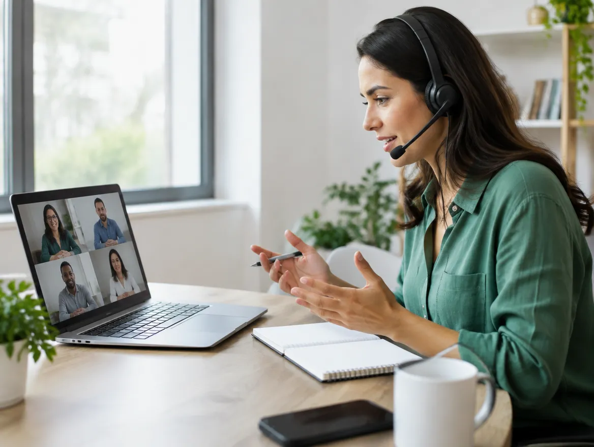 Operations manager planning a work-at-home program on a video call