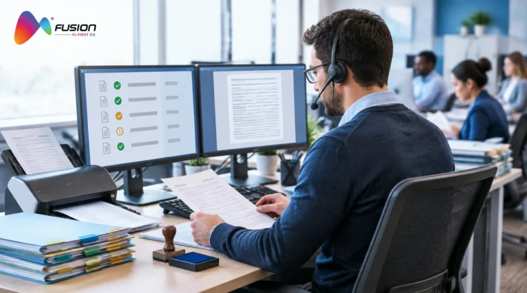 Loan processing outsourcing specialist verifying loan documents